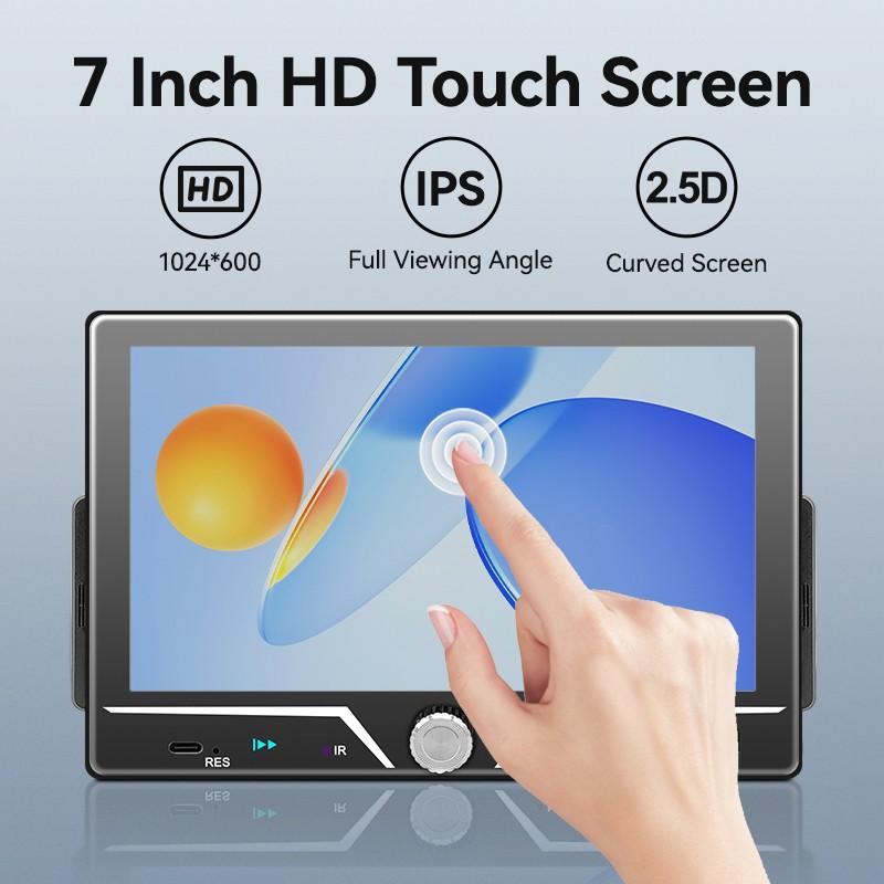 7 Inch Carplay Car Display, Car Video Player, Supports Carplay & Android Auto, Bluetooth-compatible 5.0, USB, TF, Aux, Fm, Fits 1 Din Radio, 12V Voltage