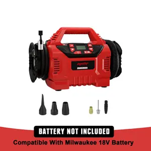 Cordless Tire Inflator Compatible with Milwaukee 18V Battery(Tool Only), 160 PSI High Pressure Portable Air Compressor with Digital Gauge For Balls, Tires, Swim Toys