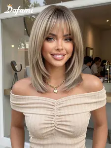 12 Inch Straight Hair Wig, Deep Root Heat Resistant Fiber, Natural Look, Versatile Style for Women, Daily Wear, Synthetic Hair