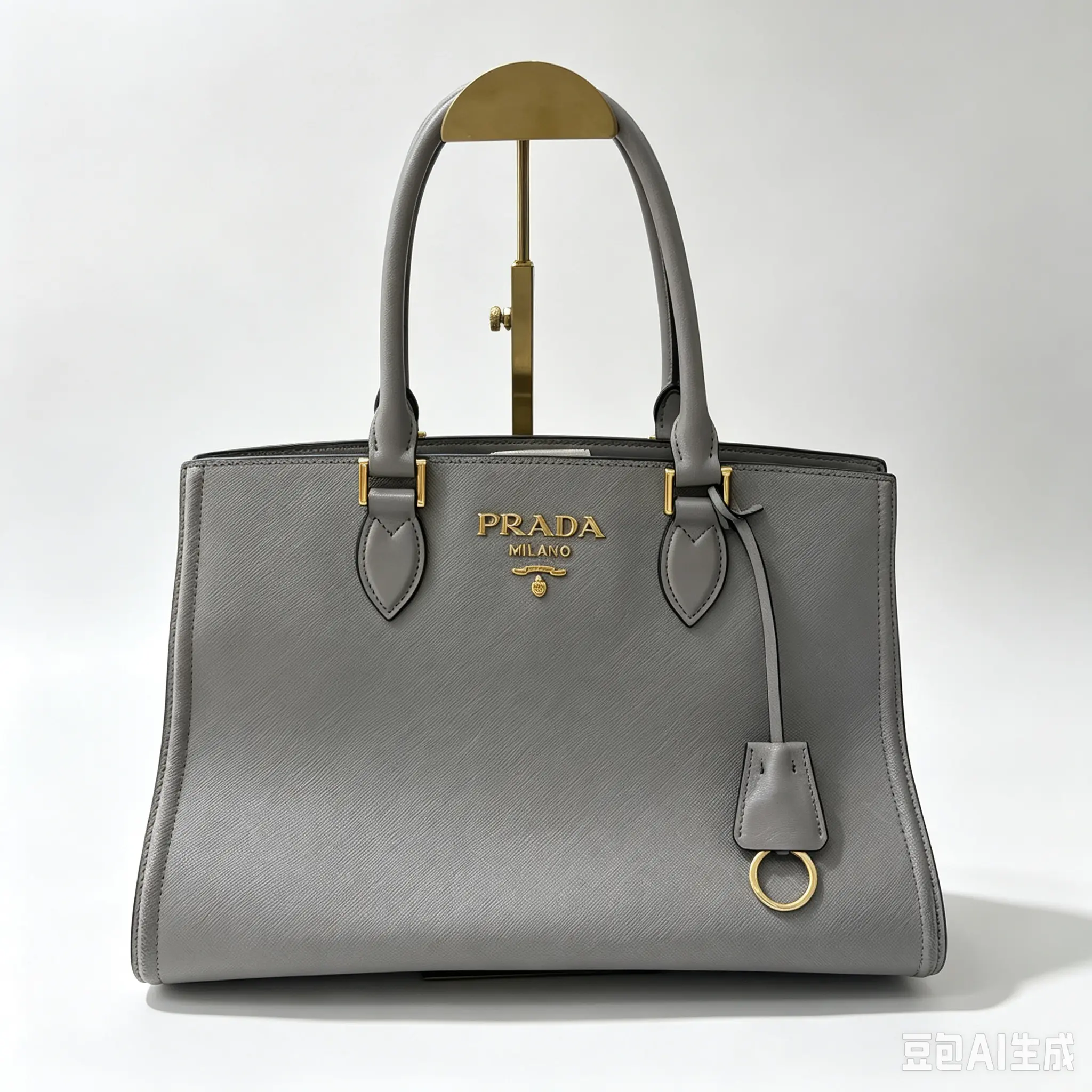 Pre-owned PRADA Grey Saffiano Tote Handbag