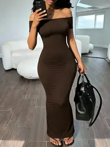 2026 Spring Summer New European Style Sexy One-Shoulder Sleeveless Bodycon Dress, Women's Elastic Tight Fit Pure Desire Wind Hot Girl Dress