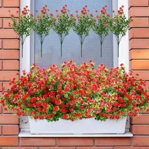 10 Bundles Artificial Fake Flowers, Faux Outdoor Plastic Plants UV Resistant Shrubs Outside Indoor Decorations, Halloween and Christmas banquet decoration