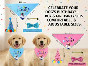 8PCS Dog Birthday Party Set Blue & Pink Outfits Hat Bow Tie Bandana Banner Balloon Age Number for Golden Doodle Teddy Husky  dog cat  toys Toy dog   jumping Dog Training Dog Outdoor  3D  Plush Cat Tunnel Toy Strawberry Shortcake Bat Dragon Plush Toy