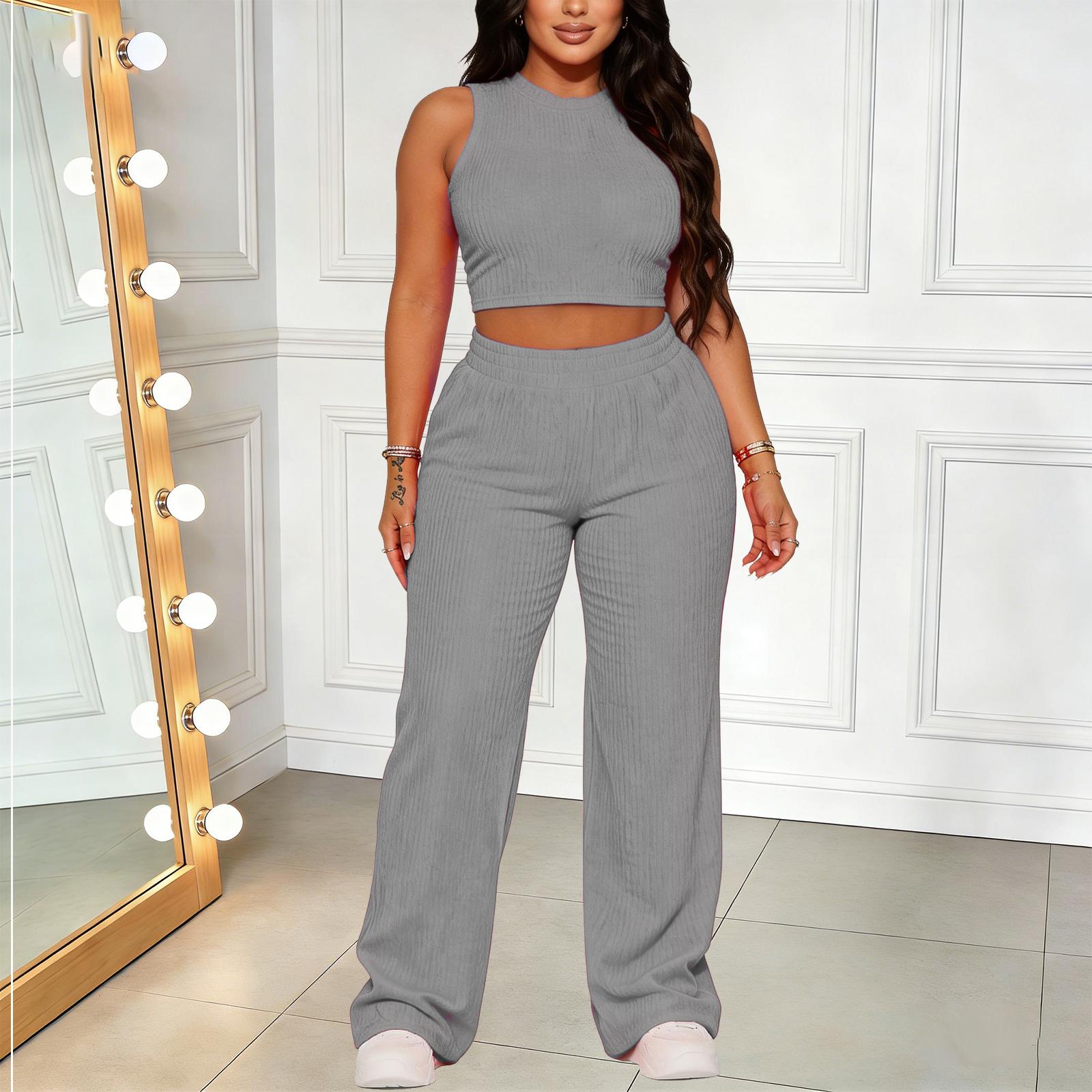 Women's Plain Pants Two-piece Set, Casual Short Sleeve Round Neck Tee & Leggings Set, Back To School Outfits, Workout Set, Gym Clothes, Lady Basic Fitness Fall Clothes for Daily Wear, Birthday Gifts, Outfit Sets for Women, 2 Piece Sets Women, Womenswear