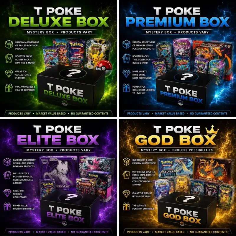 T-Poke Treasure Chest Deluxe Box - Pokemon Collector Series Sealed TCG Collectible Cards, Card Collectibles with Random Assortment