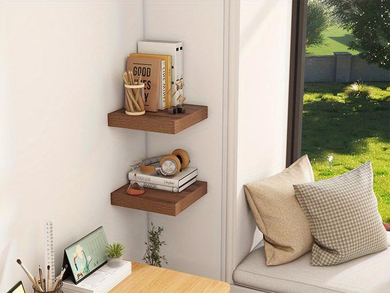 Rustic Wooden 16x12 Floating Shelf Walnut Wood 2 Thick Layers for Home Storage Display Kitchen Living Room Bedroom 2 Pieces Decor