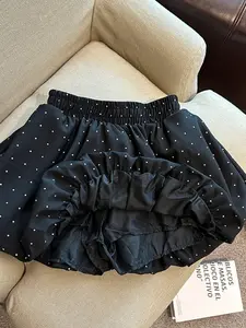 Women Dot-patterned Half-length Skirt Contrasting Color Puffy Skirt Anti-bullying Short Skirt with Sheer Lining Dressy Causal Clothes Spring Summer Trendy Outfits