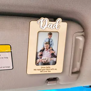 Father's Day Gift - Custom Photo Car Visor Clip with Photo Frame for Dad, Grandpa, and Papa, Model CV05