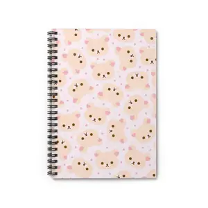 Kawaii Bear Pattern Spiral Notebook | Ruled Lined Journal