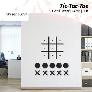 WiserKey Magnetic Tic Tac Toe Wall-Mount Game | 18" x 18" Fun Wall Board Game for Kids & Adults | Modern Wall Art Décor for Bedroom, Playroom, Nursery & Offices | No Tool Installation - Great Wall Decal Gift