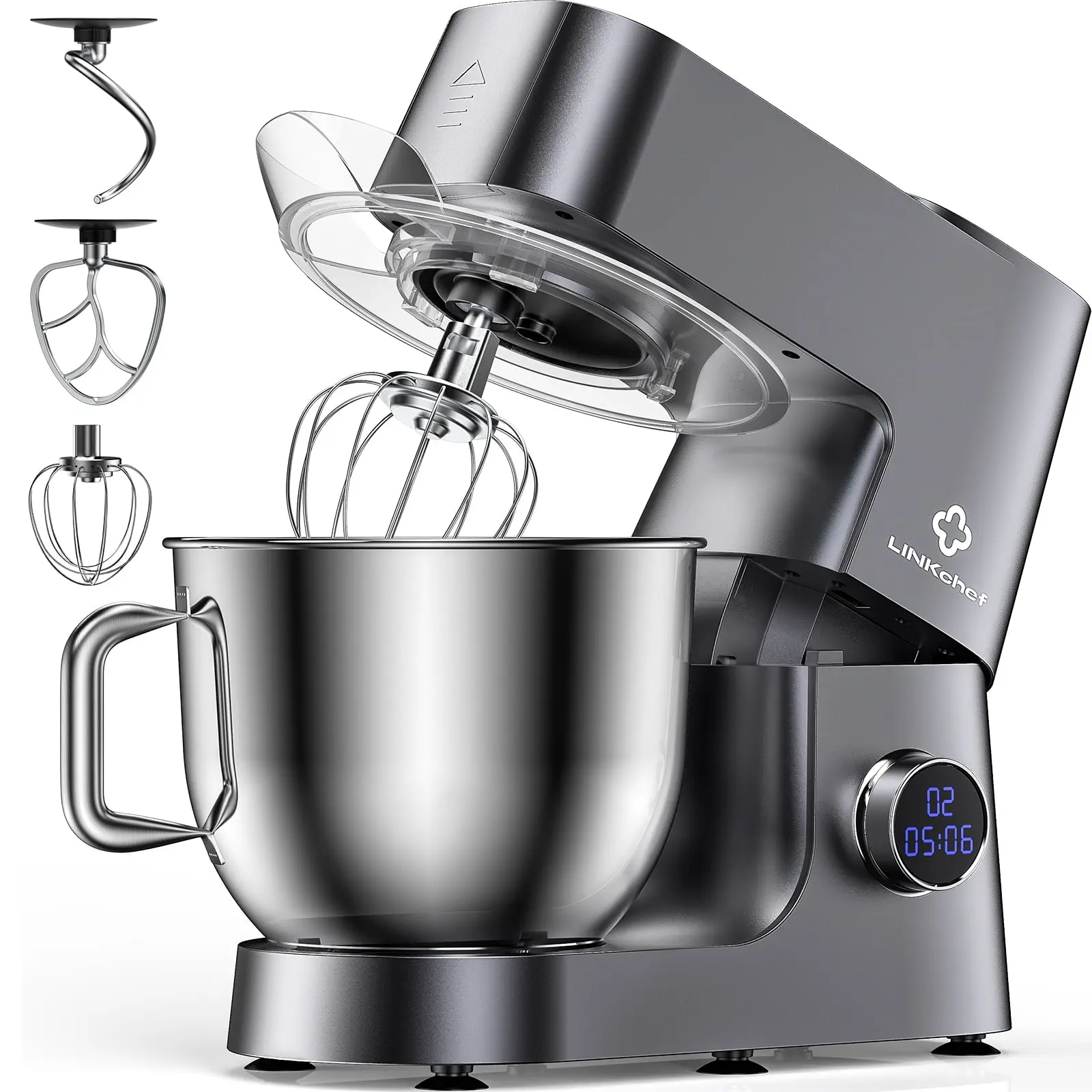 LINKChef 7.5 QT Stand Mixer, 800W 12-Speed Tilt-Head Food Mixer, Kitchen Electric Mixer with Dough Hook, Wire Whip & Beater