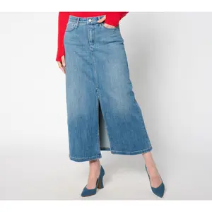 NYDJ High Rise Long Denim Skirt w/ Slit