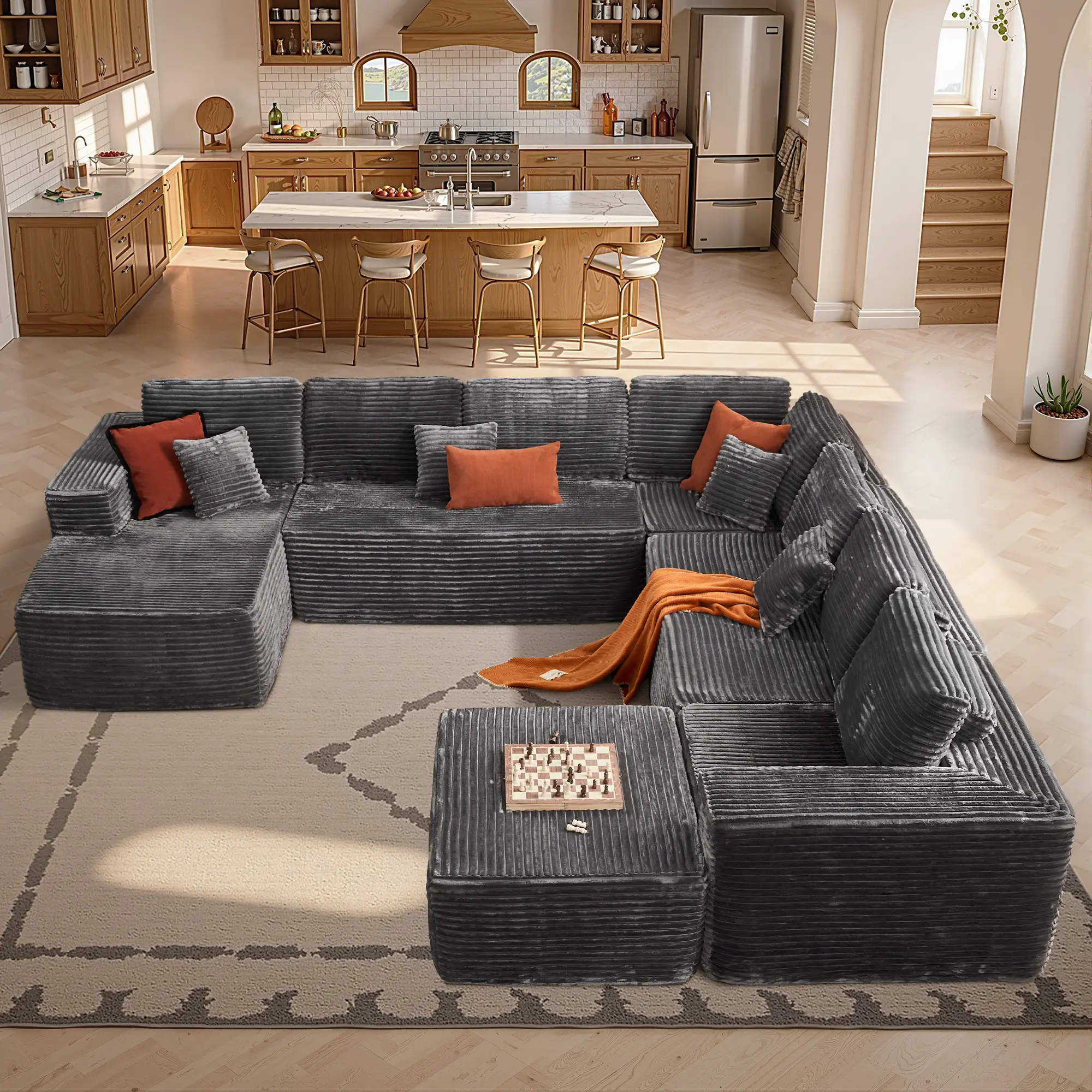 G-Shaped Grey Plush Corduroy(B2)