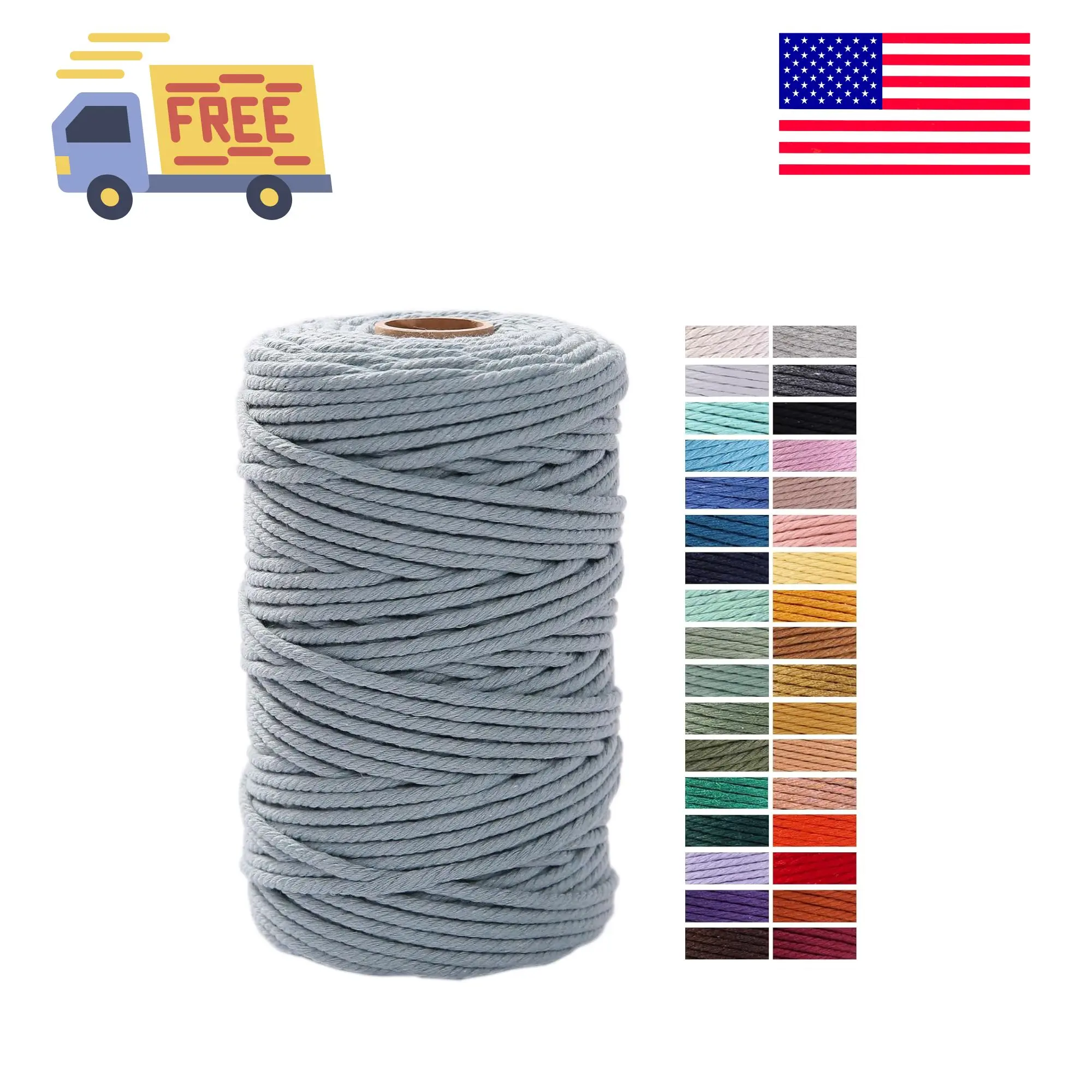 Grayish Blue Macrame Cord 4mm x 109Yards