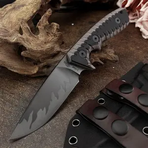High Hardness Fixed Blade Knife with Sheath, Stainless Steel Knives, 9cr18mov Blade, Dual Color G10 Handle, Outdoor Camping Fishing Survival Tools High Quality Wear-Resistant Tool