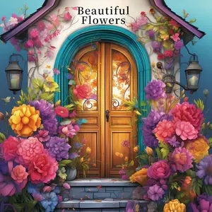 1pc Beautiful Flowers Coloring Book, Cottagecore Floral Door Style Stress Relief Coloring Book for Adults