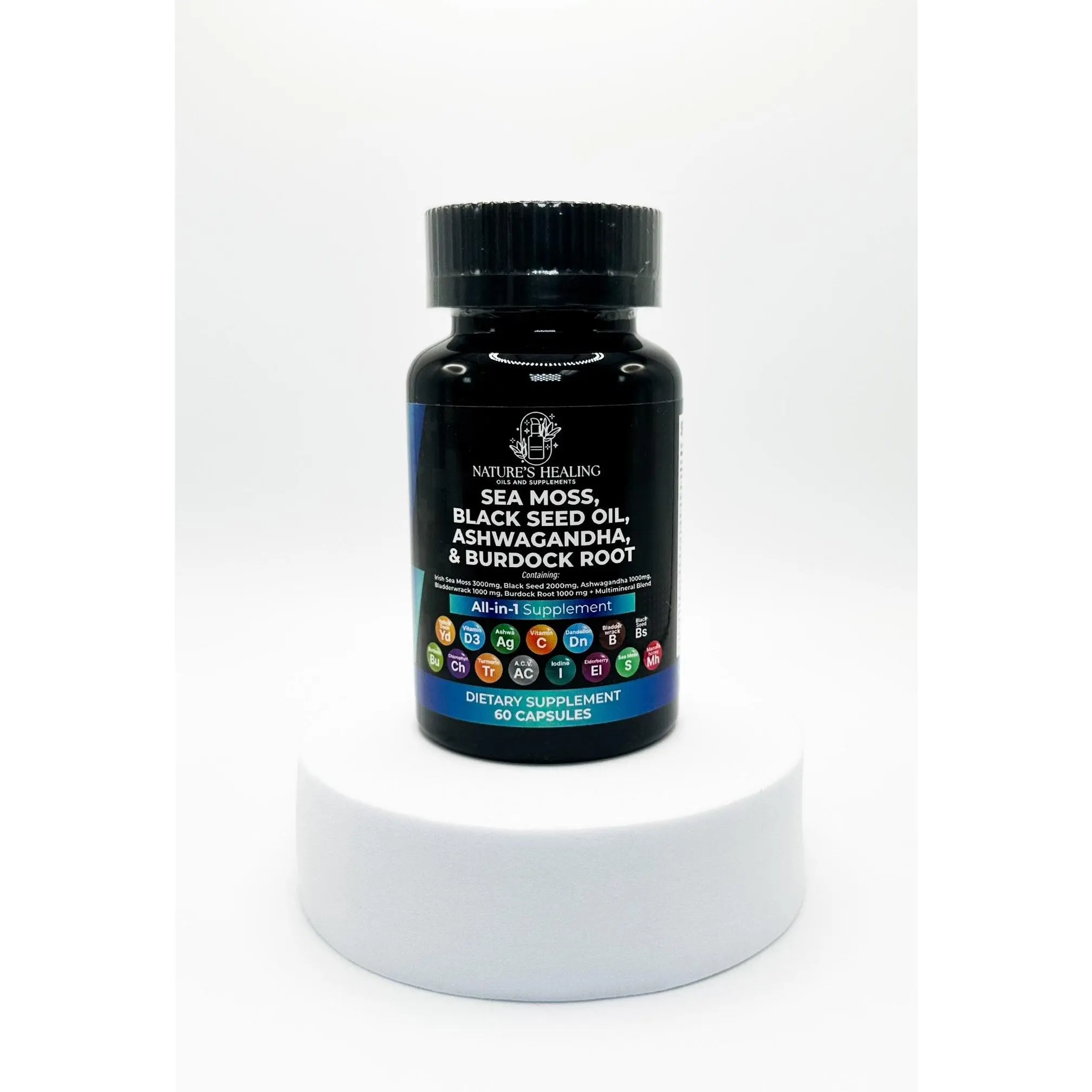 Nature's Healing Oils Irish Sea Moss Capsules Complex Sea Moss Advanced Plus Turmeric Extract 95% with Bladderwrack & Burdock Root sea moss