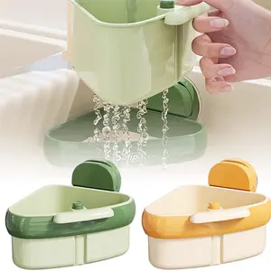Suction Cup Kitchen Sink Strainer – Triangular Sink Drain Filter Basket & Food Scrap Catcher, Space-Saving Corner Sink Organizer with Efficient Drainage to Prevent Clogs, Easy to Clean