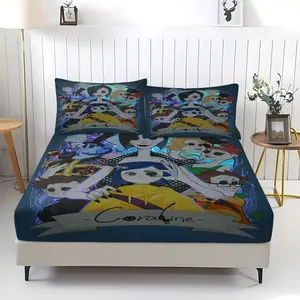 Ghost Mom Theme Bed Sheet, Caroline Pattern Bedding Set, Soft and Comfortable Anti Allergy Suitable for Children's Bedroom Decoration, Including 1 Bed Sheet and 2 Pillowcases