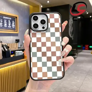 Red and white checkered pattern Premium Magnetic Phone Cases for iPhone 17 16 15 14 Pro Max air 13 12 11 Plus Smartphone Shockproof Protection Acrylic Cover Cellphone Protective case