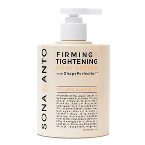 Sona & Anto Skin Firming and Tightening Lotion with ShapePerfection | Anti Cellulite & Moisturizing Body Lotion | Shrinks Fat Cells to Tighten Loose Belly Skin | Collagen & White Tea | MADE IN FRANCE