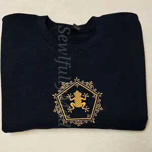 Magical Frog Embroidered on Crewneck Sweater