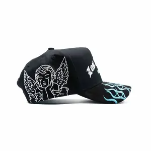 Sad Angels Blue Fire Trucker Cap – Premium Graphic Streetwear Hat