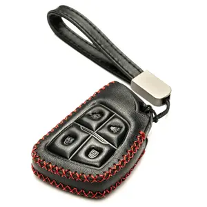Vitodeco Genuine Leather Smart Key Fob Case Compatible with GMC Canyon, Sierra, Yukon, Acadia, Terrain (2021 - 2026 Models) - 4 Buttons