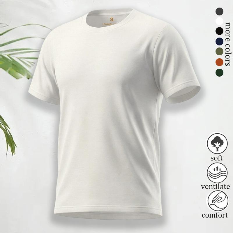 Short-sleeve sports T-shirt, casual commuter wear, suitable for the gym and office, minimalist design, quick-drying, breathable, stretchy fabric