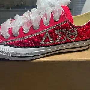 Custom bling sneakers bedazzled with rhinestones