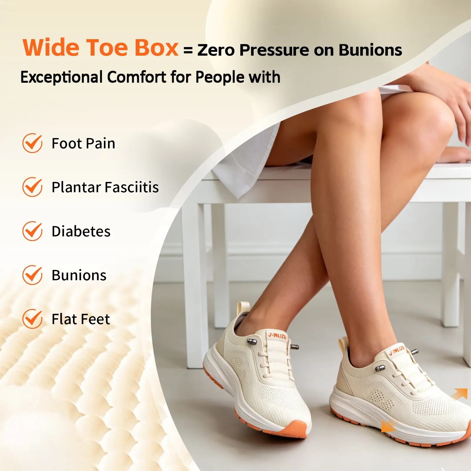 Women's Slip On Sneakers, Breathable Knit Fabric Athletic Shoes, Bunion-Friendly Casual Trainers with Wide Toe Box for All Seasons, Absorbs Walking Impacts, Female