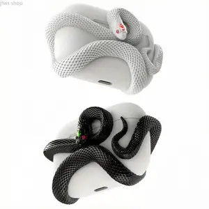 2026 Spooky Snake AirPods Case Cover Wireless Earphone Protective Shell Resin Dual Typ-C Charging Shockproof Scratch-Resistant Lightweight Custom Fit For AirPods 4Or3 And Pro 1Or2 Halloween Design Daily Travel Outdoor Party Costume Cosplay