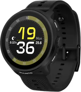 Suunto Run GPS Sports Watch with AMOLED Touchscreen, Heart Rate and Sleep Tracker - Black, Silicone Strap