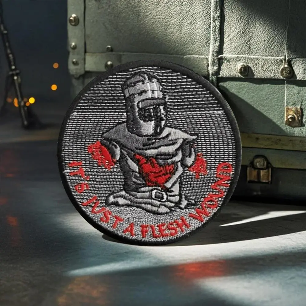 It's Just A Flesh Wound Tactical Patches Hook&Loop Meme Embroidered Patch Military Army Morale Badge Armband Backpack Stickers Patch Design
