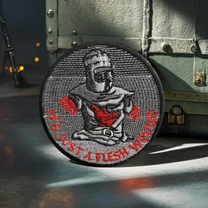 It's Just A Flesh Wound Tactical Patches Hook&Loop Meme Embroidered Patch Military Army Morale Badge Armband Backpack Stickers Patch Design
