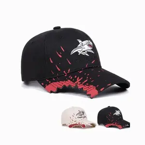 Shark Embroidered Creative Edge Baseball Cap for Men and Women, Trendy Streetwear Fashion Hat, Casual Outfits Cap