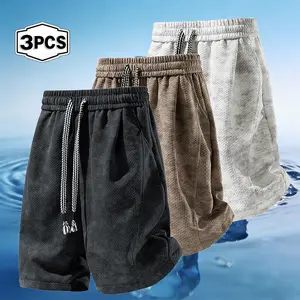 Retro texture drawstring shorts for men in summer tie dye gradient loose casual trend versatile cropped pants