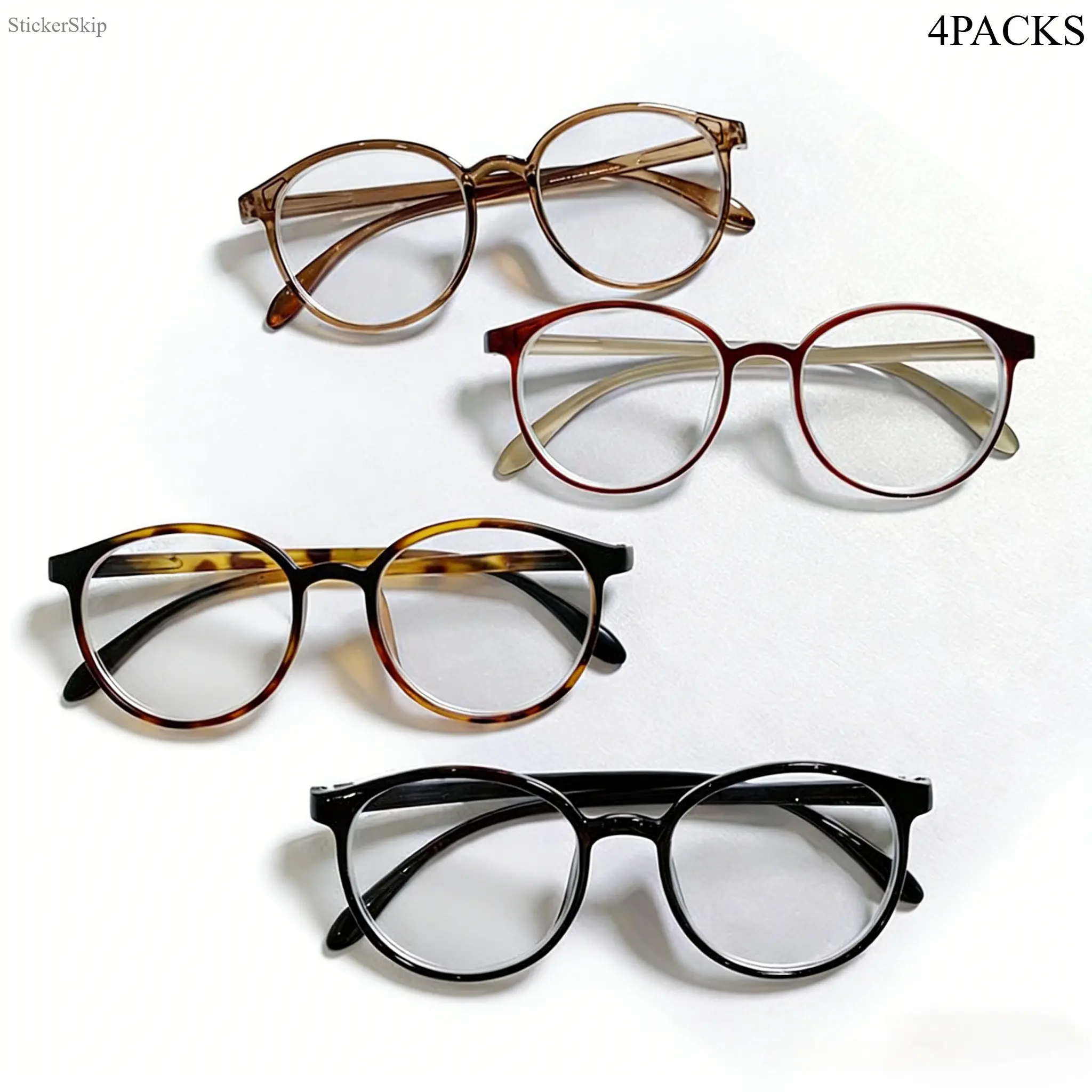 2026 New 4 Pairs Anti Blue Light Computer Glasses - Round Frame Eyewear for Women Men, Optical Spectacle Blocks Blue LightRetro Black Rectangular Glasses FramesOversized Clear Anti-Blue Light Glasses