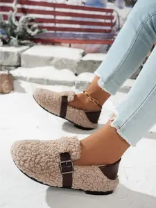 Women's cotton shoes with low cut insulation, bean cotton slippers, fashionable indoor and outdoor nest cotton shoes