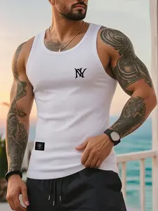 Men's Ribbed Fitted Tank Top - Minimalist Casual Basic Undershirt Tank Tops Workout