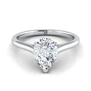 The Ellie Solitaire Engagement Ring Setting for Pear Diamonds in Platinum