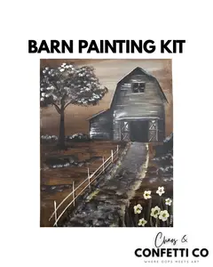 Chaos & Confetti Co Barn Painting Bundle + Live Class Experience 8x10 Canvas Paint Set for Beginners Creative Self Care Day