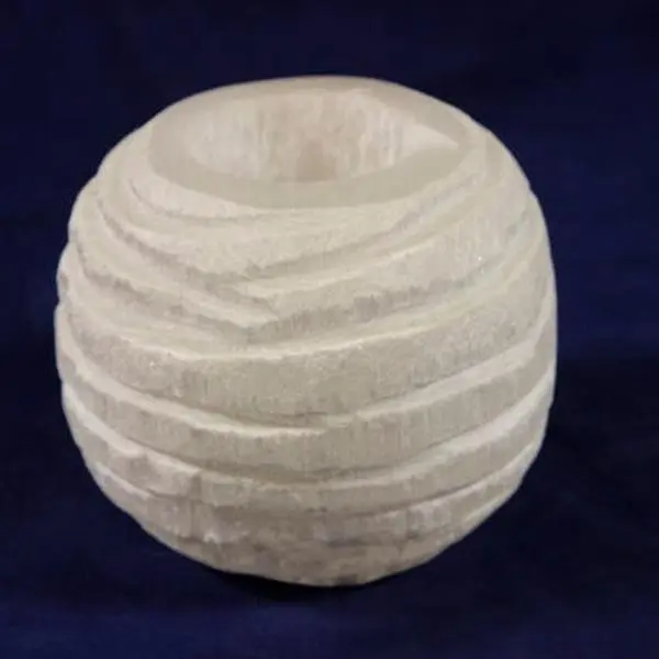 Rounded Rough Selenite Crystal Candle Holder (One Candle Holder)