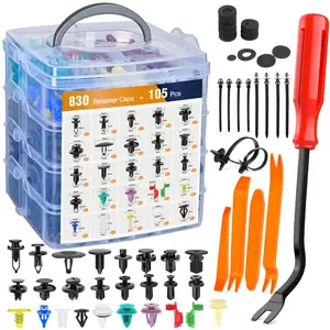 935Pcs Car Push Retainer Clips & Auto Fasteners Assortment -26 Most Popular Sizes Nylon Bumper Fender Rivets with 10 Cable