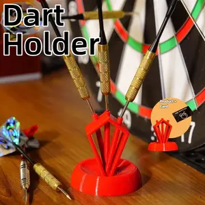 2PCS Eye-Catching Red Dart Stands 3-Dart Capacity Desktop Display Holders, Stylish Stable Organizers for Game Rooms, Bars & Man Caves [Stand + Card Included]