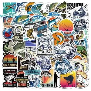 Fishing Sticker, Adhesive Decals, 50/1000pcs/set Outdoor Fishing Pattern Sticker, Creative Decorative Sticker for Phone Case, Water Bottle, Room Wall Decor, Ornaments