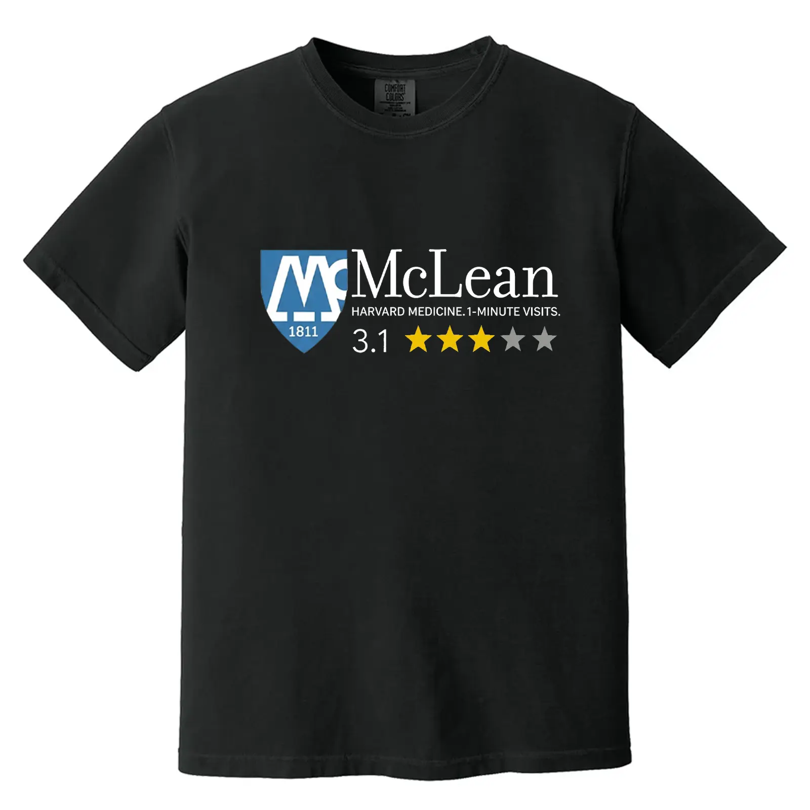 McLean Harvard Medicine 1 Minute Visits Comfort Color Graphic Printed Tee Ring-Spun Cotton Soft-Washed T-Shirt Trendy Tops Perfect Gift