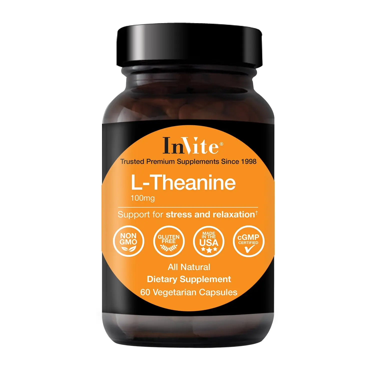 L-Theanine a potent amino acid from tea. Works with other calming amino acids like dopamine, GABA and tryptophan. Dairy Free, Gluten Free, Soy Free - 60 Vegetarian Capsules