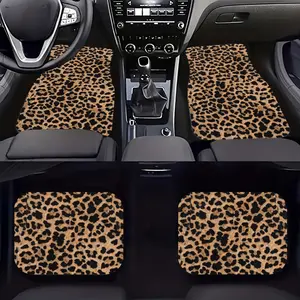 4pcs Leopard Print Car Mats, Creative Diatomaceous Earth Design, Universal Car Interior Dustproof Foot Pads, Upgrade Material, Floor Mats For Car, Car Accessory