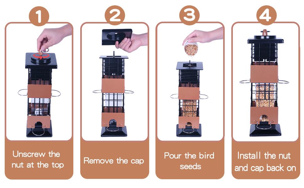 Wildpark 2 PACK Squirrel-Proof Bird Feeders – Durable, Vibrant Orange, Perfect for Cardinals & Chickadees – Ideal Gift for Bird Lovers, Moms & Grandmas